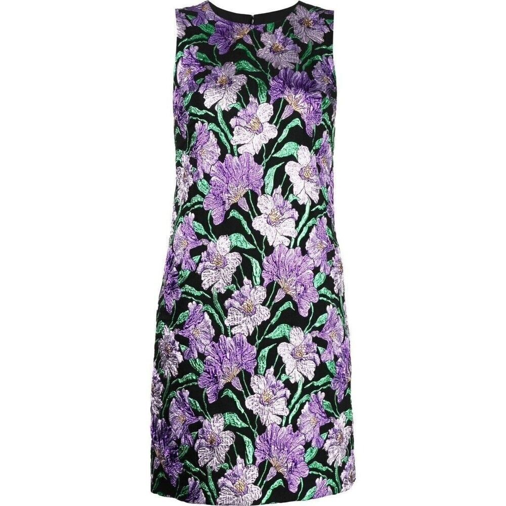 NWT.$4.5k Carolina Herrera Metallic Floral Brocade Shift Dress Sz 2 - Picture 5 of 16